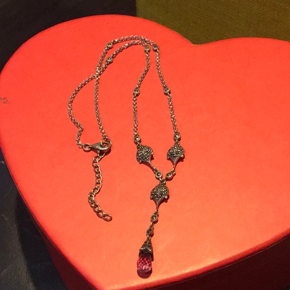 Donate 2/24?Sterling silver vintage look necklace with dangles - Picture 2 of 6